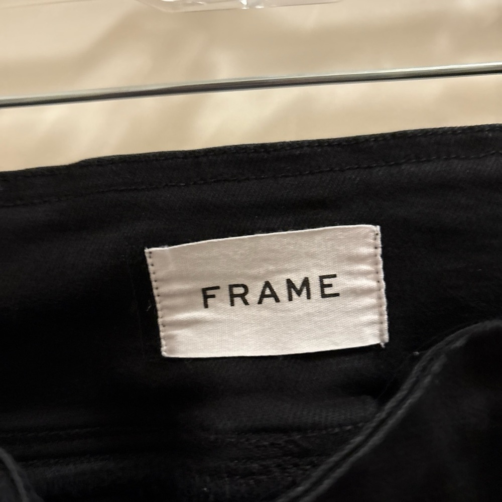 Frame Denim Pull On The Jetset Crop Mini Boot Jeans Sheen Noir Black Size 2 - Picture 2 of 4